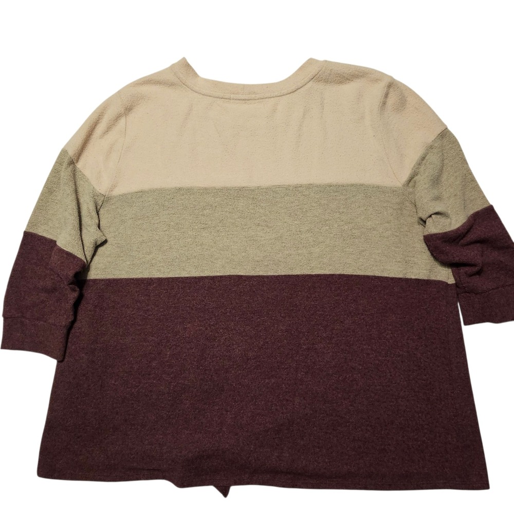 Nine Britton Womens 2X Color Block Tie Front 3/4 Sleeve Top Pullover Knit - Picture 6 of 10